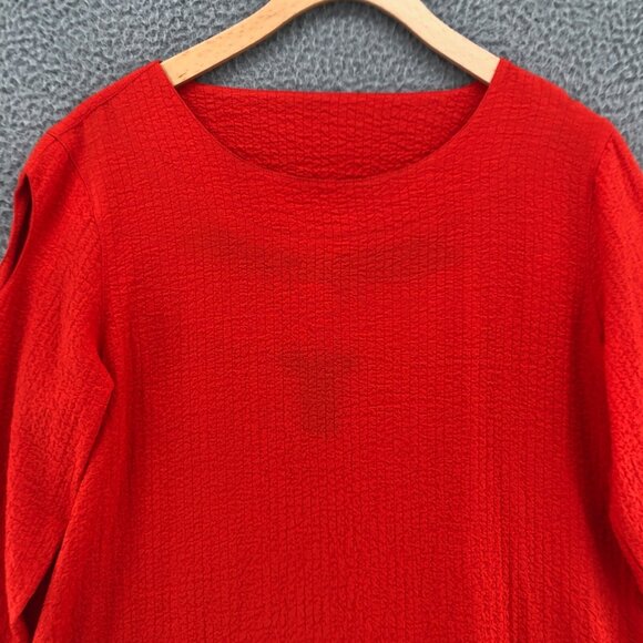 Ali Miles Top Womens Small Orange Red Textured 3/4 Sleeve Blouse Cut Out Tunic - Picture 3 of 11